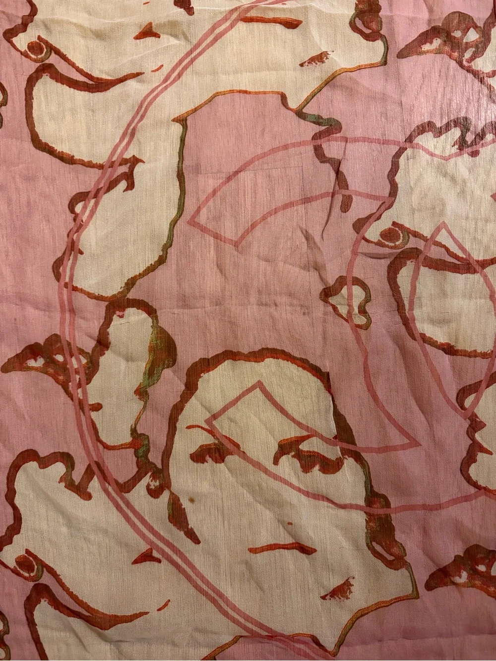 CHANEL Pink Cream Silk Scarf